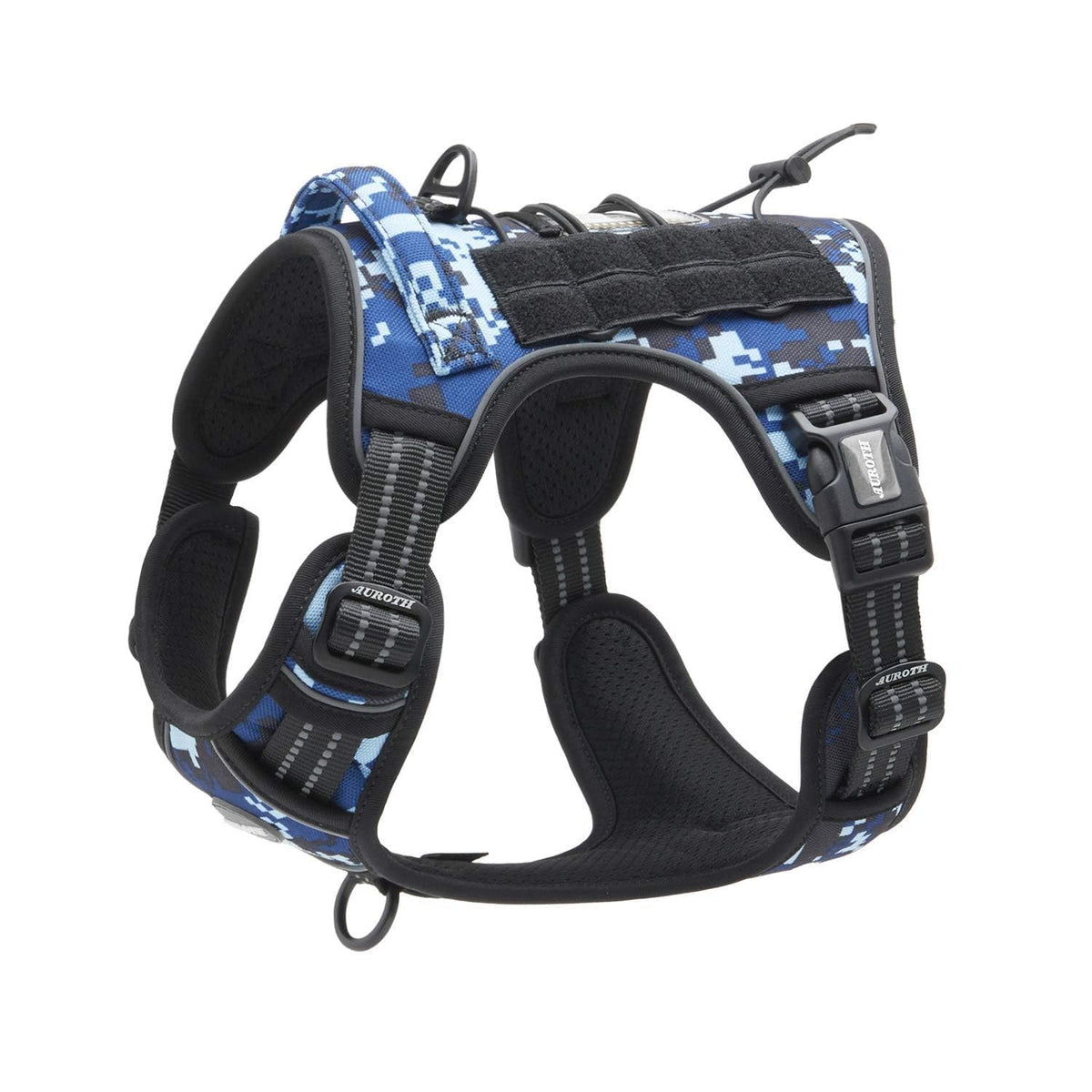 Auroth Tactical Dog Harness for Large Dogs No Pull Adjustable Pet Harness Reflective K9 Working Training Easy Control Pet Vest Military Service Dog Harnesses Army Yellow L