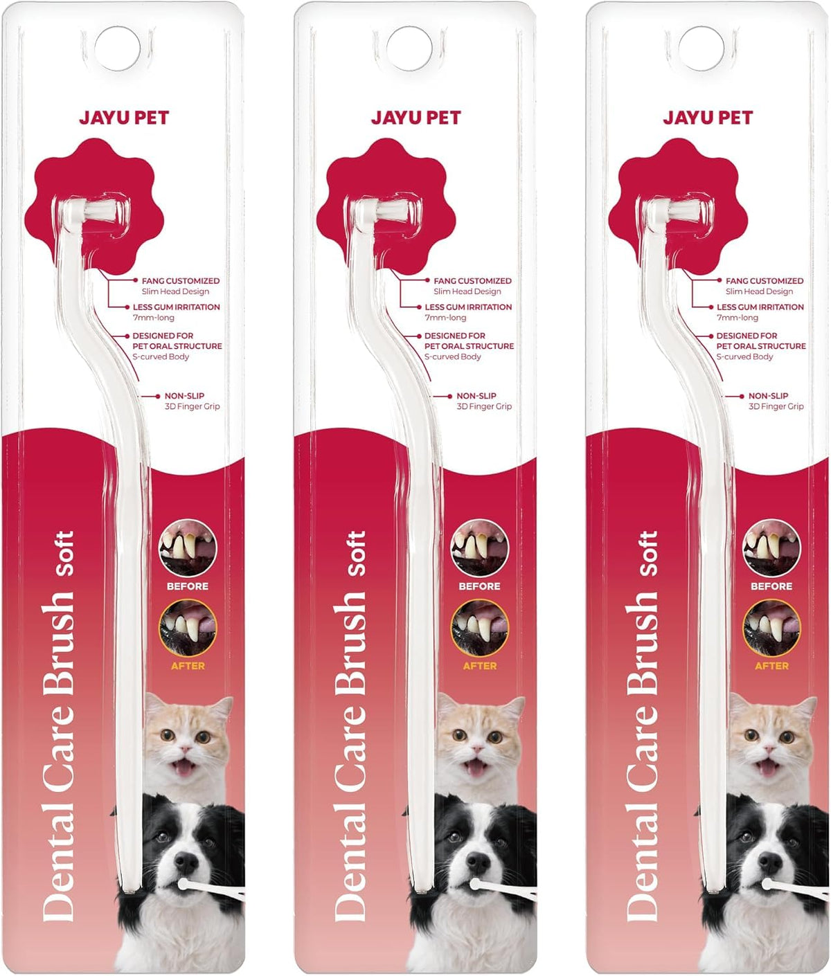JAYU PET Dental Care Brush with Soft Bristles 1ea