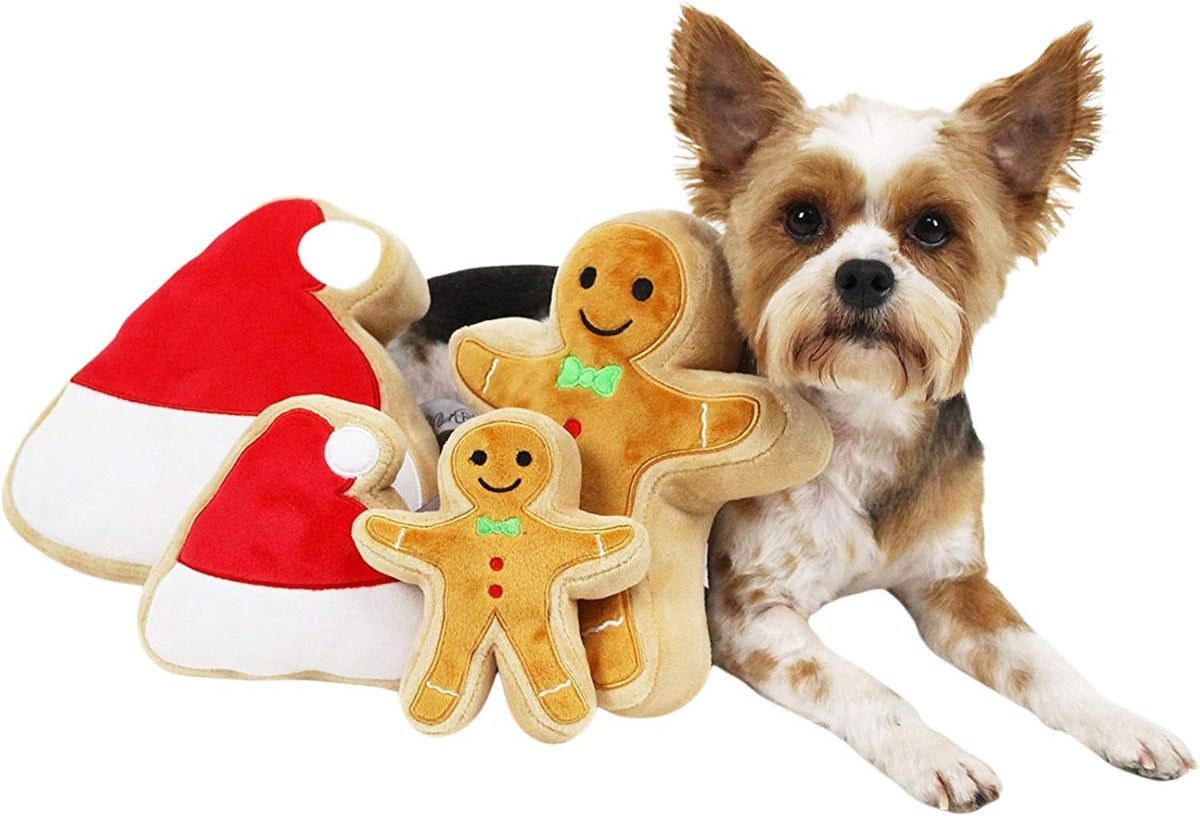 Midlee Christmas Sugar Cookie Plush Dog Toy (Gingerbread Man, Small)