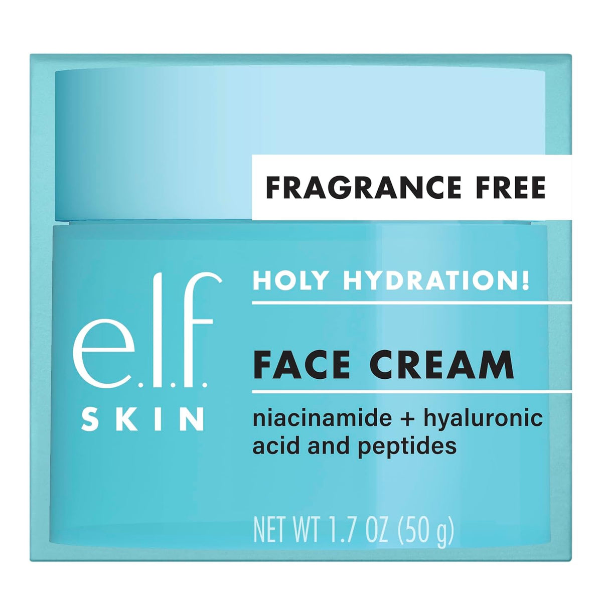 e.l.f., Skin Holy Hydration! Face Cream with Hyaluronic Acid, Fragrance Free, Niacinamide and Peptides, Nourishing Moisturizer