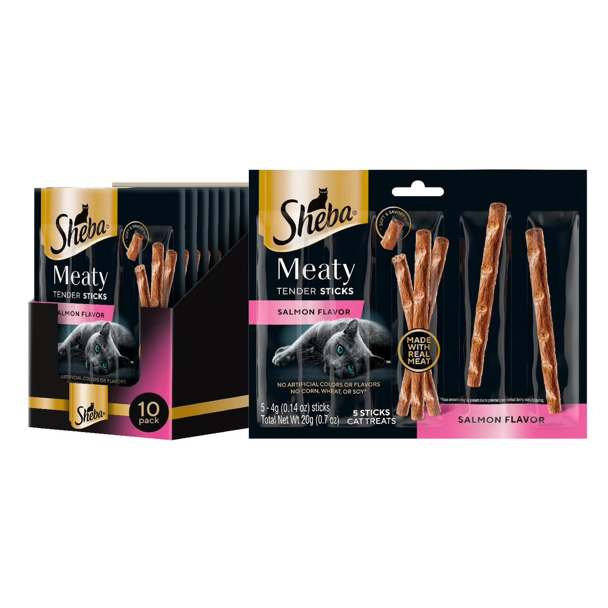 Sheba Meaty Tender Sticks Cat Treats Chicken, Tuna Flavor, or Salmon Flavor, 0.14 oz., 70 Count