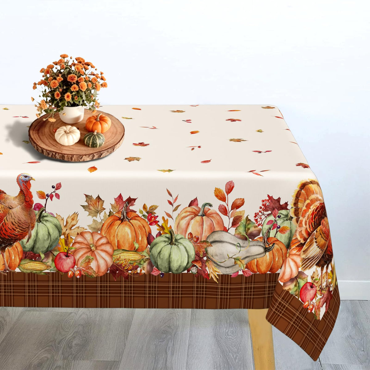 Fall Thanksgiving Tablecloth Waterproof Pumpkin Table Cloths for Autumn Harvest Indoor Outdoor Dining Room Decor-60 * 84" Oval