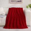 Puncuntex Burnt Orange Throw Blanket 50"×60" Fuzzy 3D Jacquard Decorative