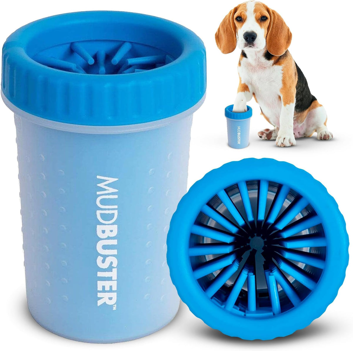 Dexas MudBuster Large Dog Paw Cleaner, Matte Black, Fits 2.5"-3.5" Wide Paws, Gentle Silicone Bristles for Quick, Easy Cleaning