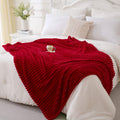 Burnt Orange Fleece Throw Blanket 50”×60” for Couch Sofa Livingroom