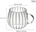 Clear Classic Glass Halloween Cups with Handle 12 Oz- Heat-Resistant Cute Pumpkin Coffee Mugs for Home, Office, Party Drinking Cups Microwave Safe (2Pcs)
