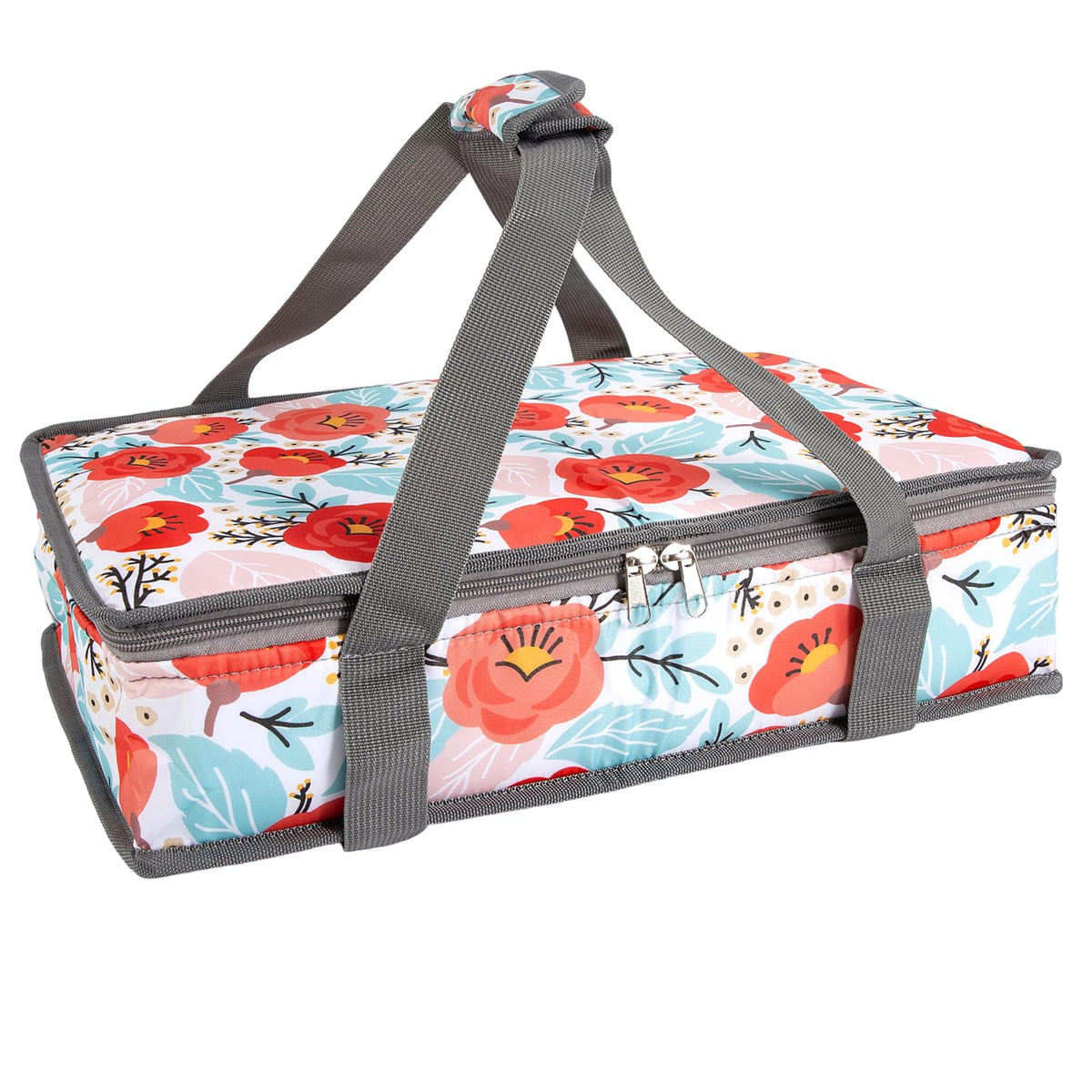 Round Insulated Double Casserole Carrier for Hot or Cold Food with Handle,Pie Carrier Bag,Insulated Lunch Bag for Travel Picnic Cookouts,Fits Pioneer Woman Kitchen Stuff and 12.5" Pie Pan