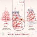 Mini Pink Christmas Tree with Lights, 2 Ft Small Table Top Christmas Tree