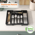 Lifewit Expandable Silverware Organizer, Plastic Utensil Tray for Kitchen Drawer, BPA Free Flatware Cutlery Holder, Space-Saving Storage for Spoons Forks Knives, 8-13.8 x 11.2 x 1.4 inch, Black