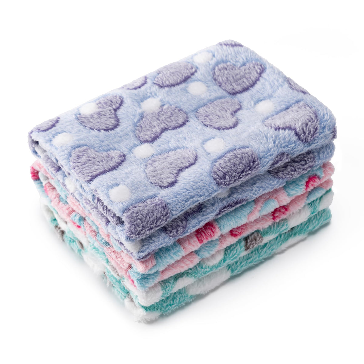 1 Pack 3 Blankets Super Soft Fluffy Premium Fleece Pet Blanket Flannel Paw Printed Throw for Dog Puppy Cat (Small 23x16'', Brown, Pink, White)