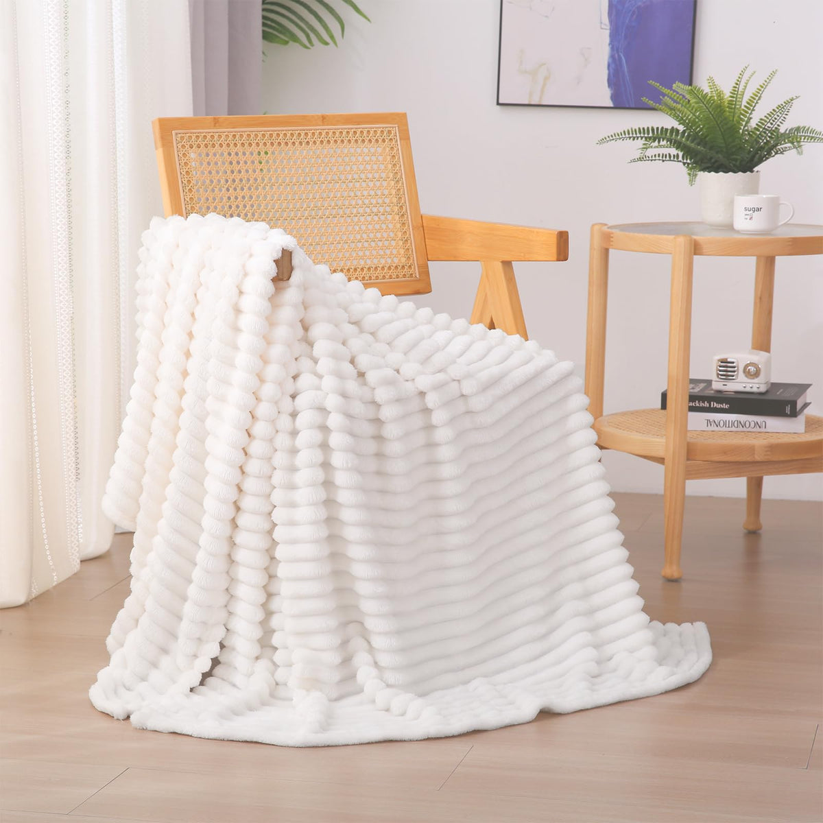 Burnt Orange Fleece Throw Blanket 50”×60” for Couch Sofa Livingroom
