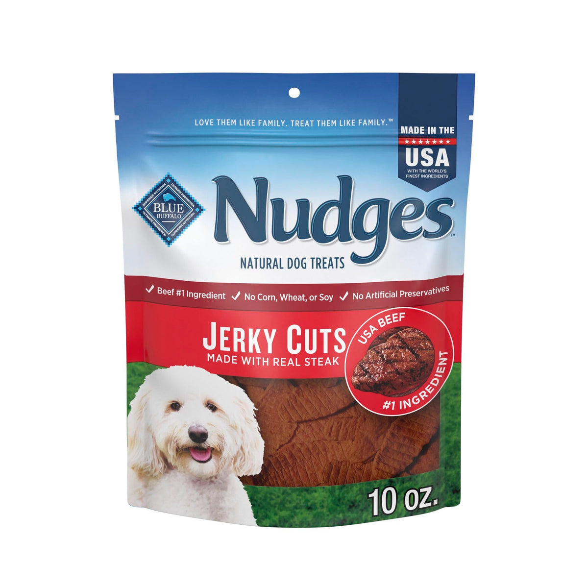 Blue Buffalo Nudges Chicken Jerky Cuts Natural Dog Treats, Tender & Meaty Dog Snacks, Healthy Reward or Training Treat, Made in the USA with Real Chicken, No Artificial Preservatives, 36 oz.