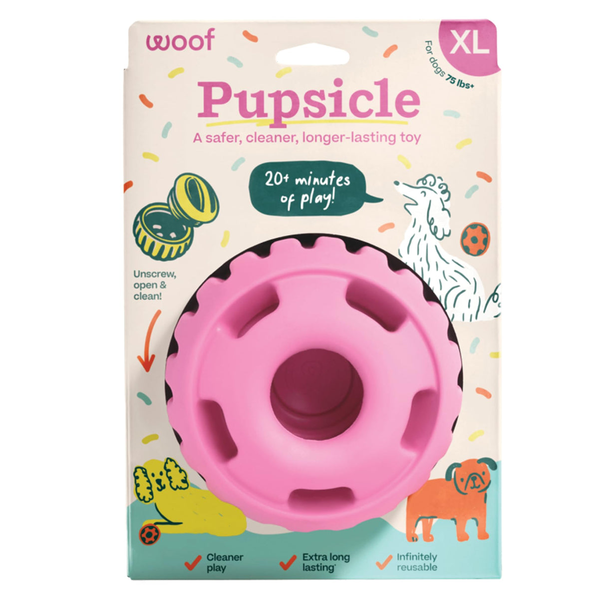 WOOF Pupsicle - Long-Lasting Interactive Dog Ball Toy to Keep Your Pup Busy and Distracted - Safe for Dogs - Low-Mess Design - Dog Toys for Medium and Large Dogs 25-75 lbs