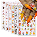 Halloween Nail Art Stickers Cute Ghost Pumpkin 3D Self-Adhesive Nail Decals Bat Cat Skull Designs Nail Decorations Halloween DIY Manicure Supplies for Women Girls&Kids 6Pcs