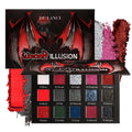 DE'LANCI Red Black Goth Eyeshadow Palette, Red Eyeshadow Goth Makeup Palette, Gray Silver Shimmer Glitter Eye shadow Pallet, Burgundy Eye Shadow for Vampire Clown Halloween Makeup,High Pigment,Vegan