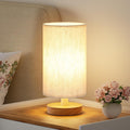 9" Small Table Lamp for Bedroom - Inline Control with 3000K Blub | Cream Shade and Wood Base | 680 Lumens | Easy Assembly | Minimalist Design | E26 | for Kitchen | for Kids Room