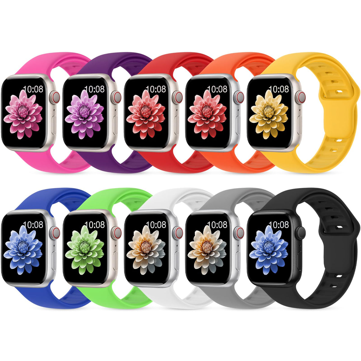 10 Pack Silicone Sport Bands Compatible with Apple Watch Band Women Men