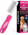 Poodle Pet Detangling Pet Comb with Long & Short Stainless Steel Teeth for Removing Matted Fur, Knots & Tangles – Detangler Tool Accessories for Safe & Gentle DIY Dog & Cat Grooming