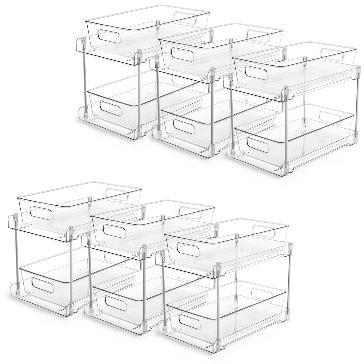 Vtopmart 4 Pack Pull Out Bathroom Under Sink Organizer (S-Standard) | Slide-out drawers, Multi-purpose storage, Clear visibility, Easy Set-up