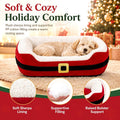 Jetec 26" Christmas Dog Bed, Santa Belt Small Pet Bed for Dogs Cats