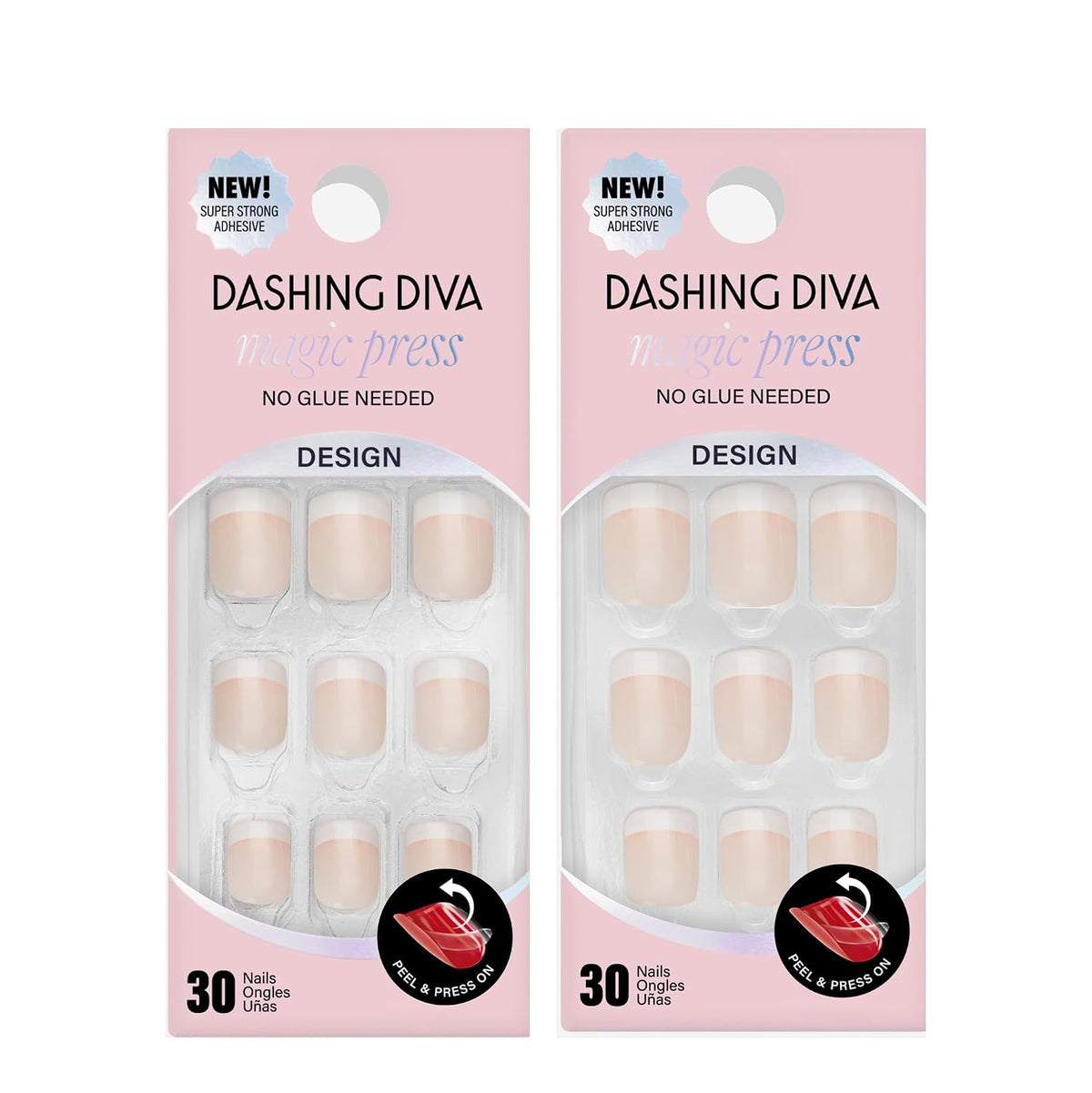 Dashing Diva Magic Press Nail Bundle - French Collection - Square Press On Nails - Day to Night & Homecoming - Long Lasting Gel - Lasts Up to 7 Days - 2 Sets