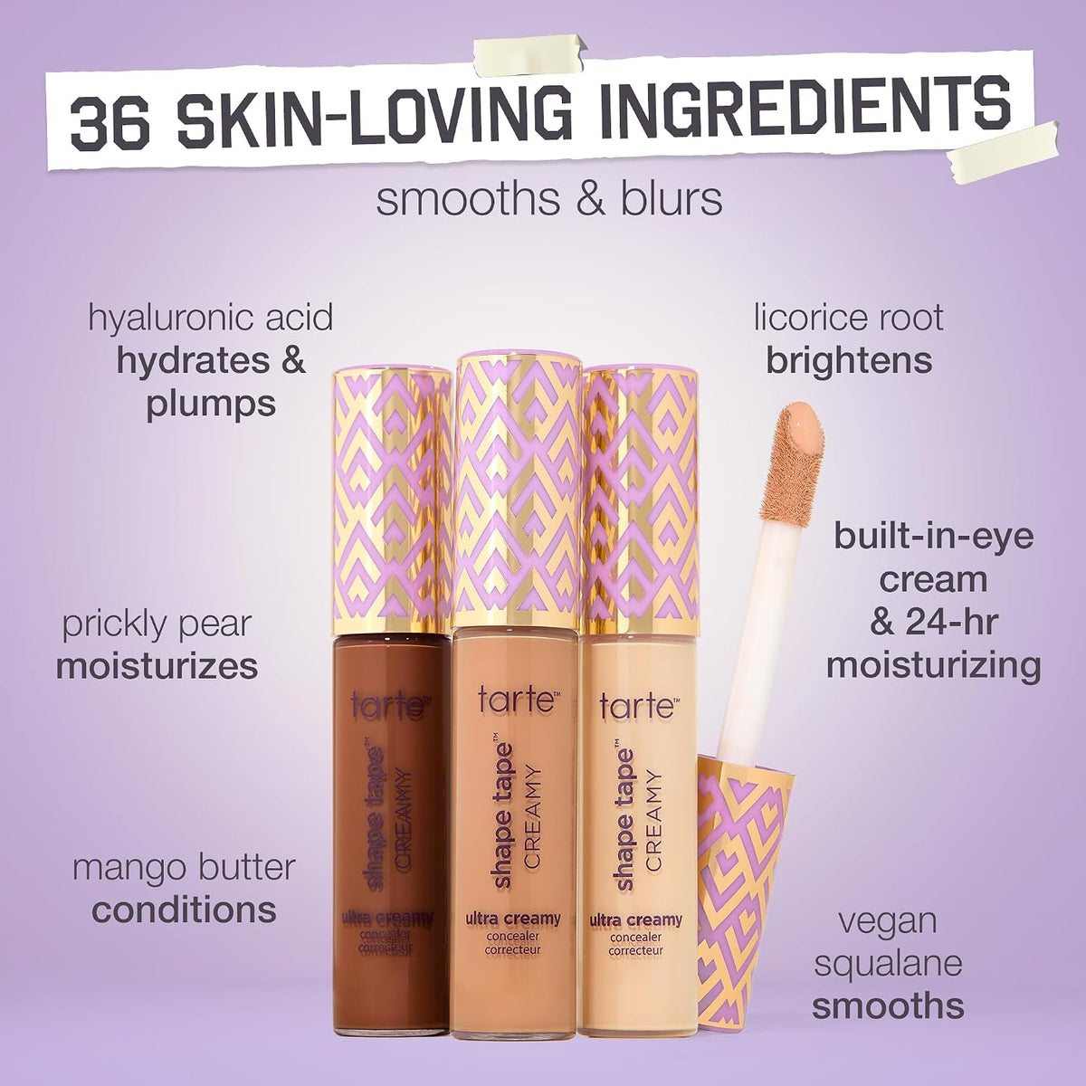 tarte shape tape creamy concealer – Full Coverage Makeup with Built-In Eye Cream, 24HR Hydrating Natural Moisturizing Matte Finish for Redness & Fine Lines, Vegan & Cruelty-Free