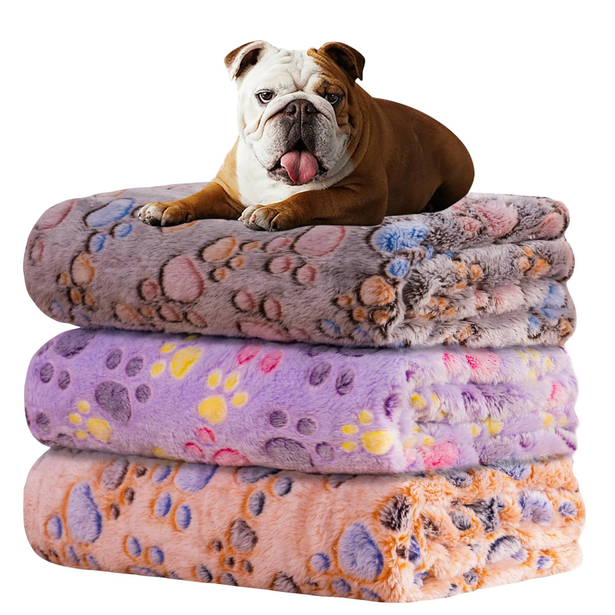 Rezutan 1 Pack 3 Blankets for Dogs, Dog Blanket for Large & Medium Pet Cat, Premium Soft Fluffy Suitable for Dog Kennels & Beds, Sofas, Gifts Puppy Essentials, 41x31inch, Gray/Blue/Beige
