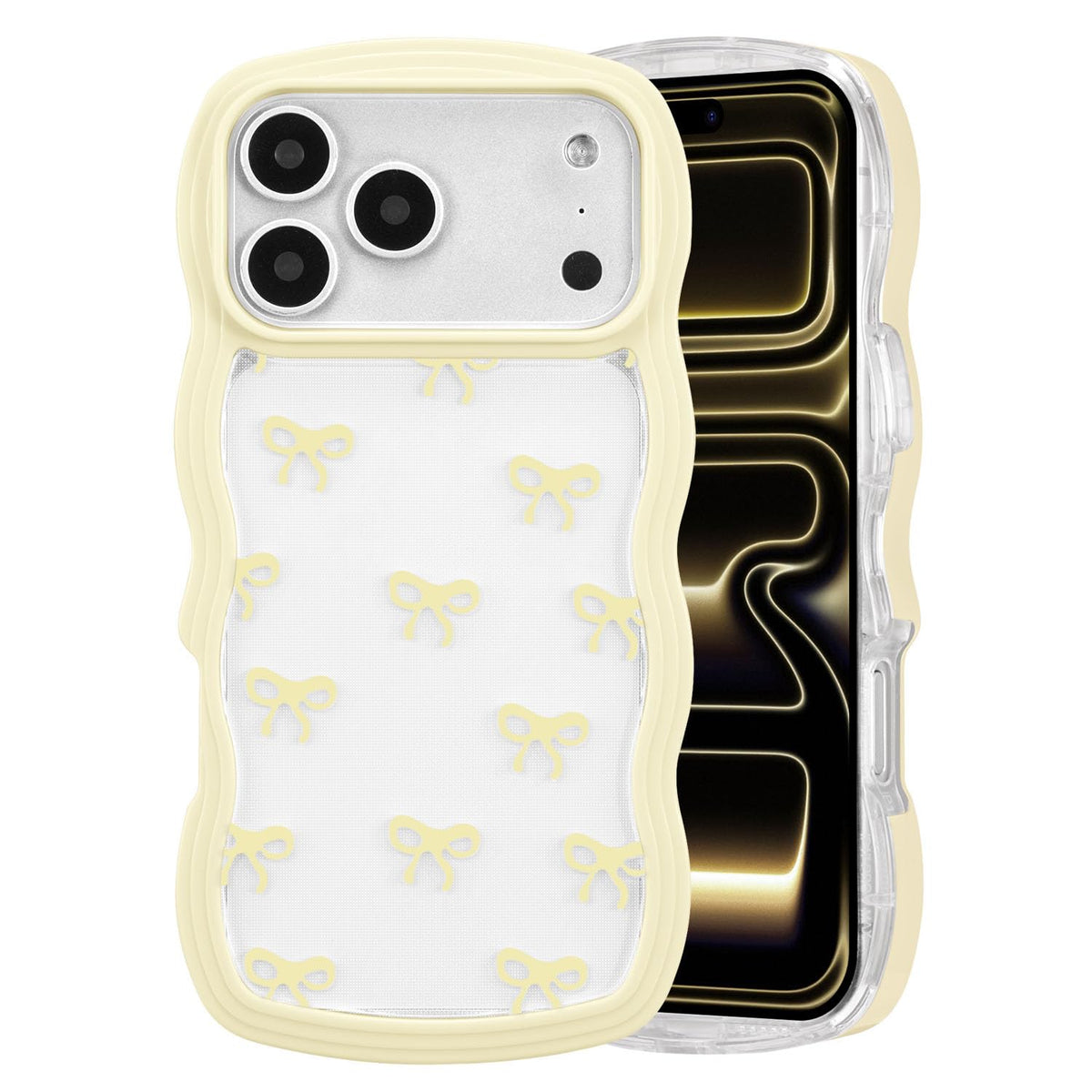 QLTYPRI Bow Case for iPhone 13/iPhone 14 Wavy Fame, Pink