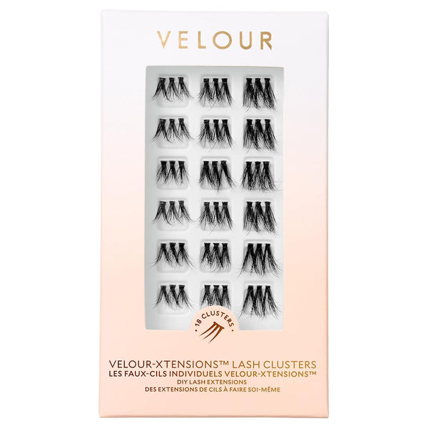 Velour-Xtensions™ Lash Clusters, 18 Individual Cluster Eyelash Extensions, Lightweight & Fluffy Lash Extensions, Soft & Comfortable Eyelash Clusters, Natural Lashes All Eye Shapes (Volume)