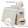 Large Toy Storage Box with Lid, Toy Chest Bin Boxes Basket with Dividers | Sturdy Toy Organizer Bin for Kids, Boys, Girls, Nursery, Living Room, Bedroom, Playroom 25"x13" x16" (Beige and White)