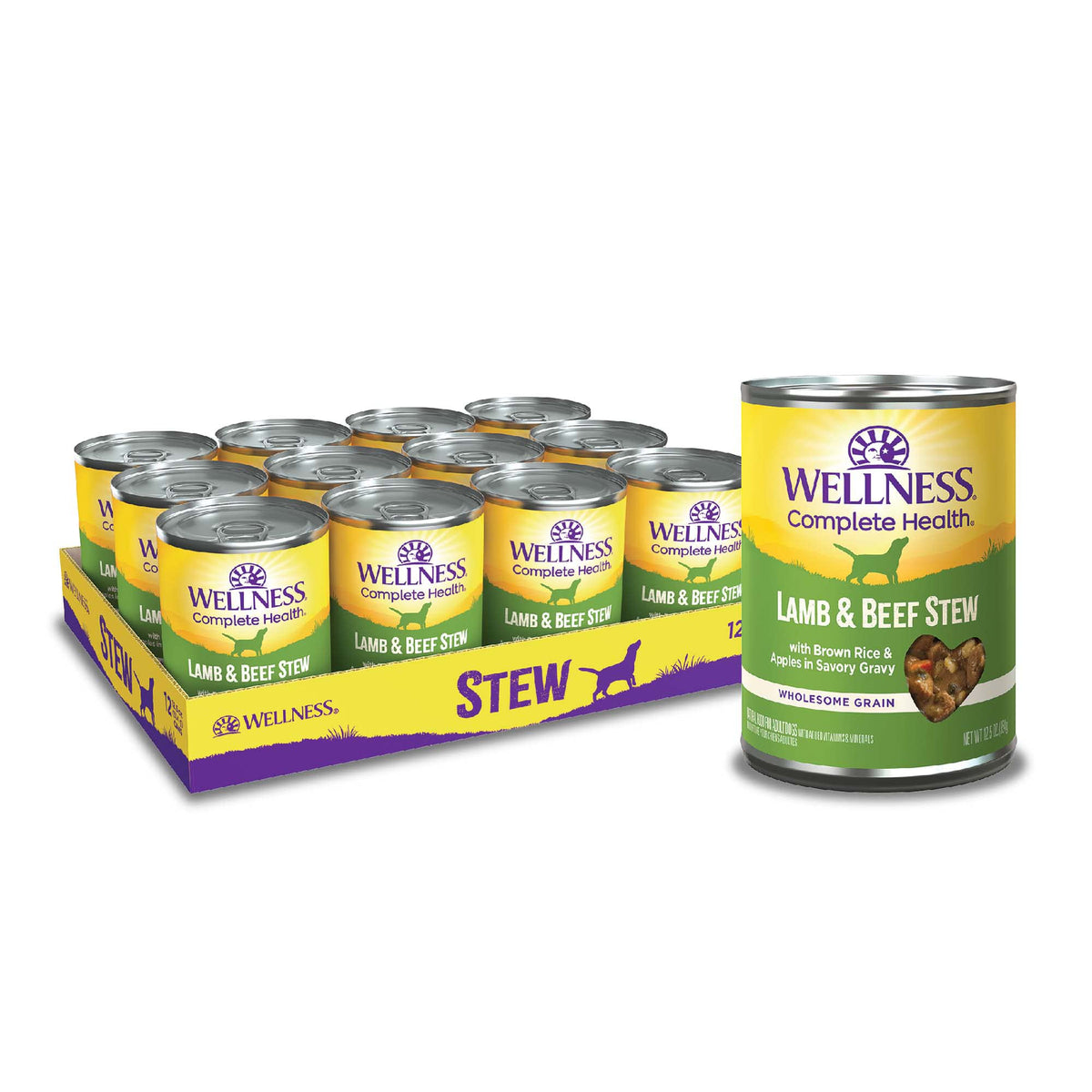 Wellness Complete Health Pate Variety Pack Adult Canned Wet Dog Food, Wholesome Grains, Natural, 12.5 oz, Pack of 6 Cans