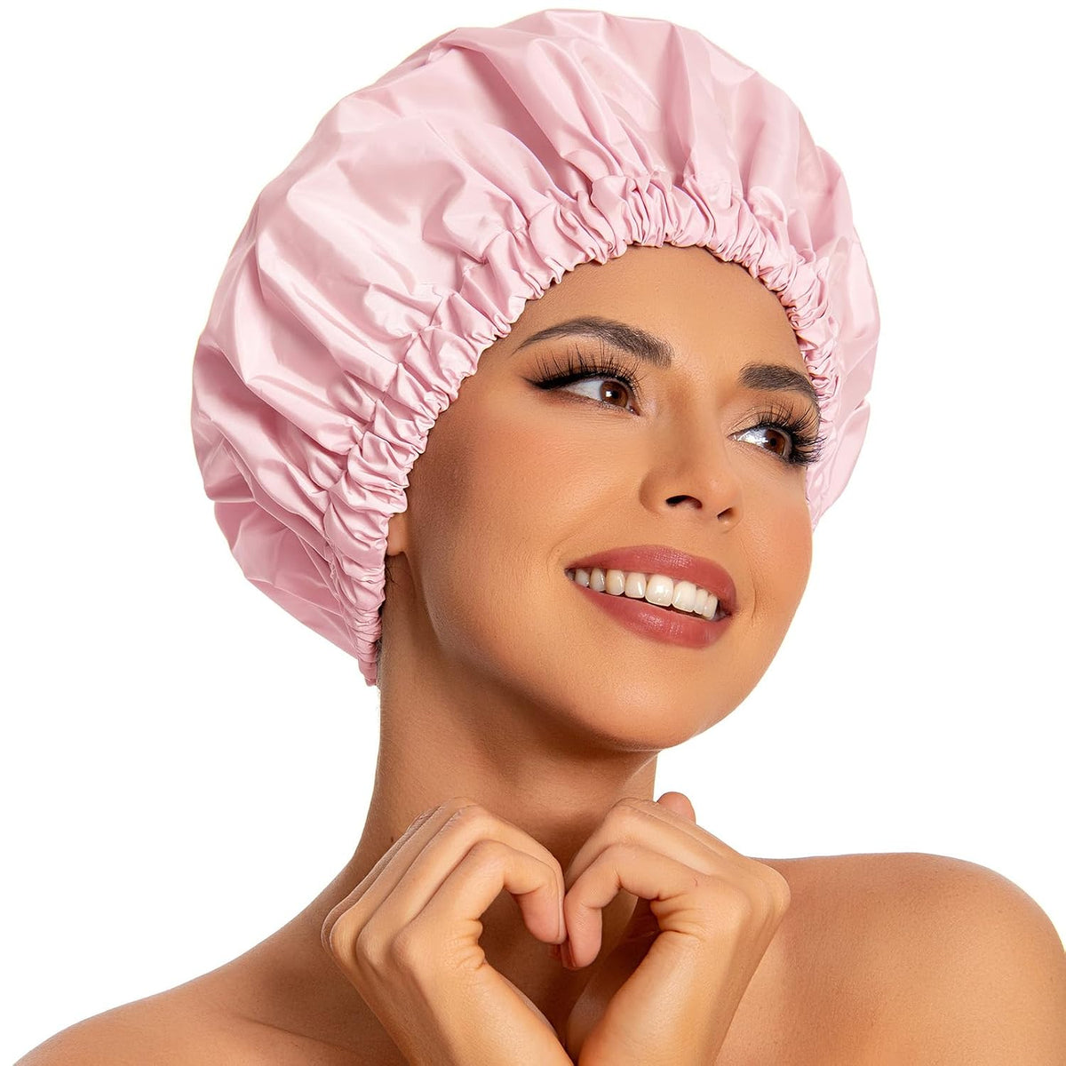 Edoneery Reusable Shower Caps for Women, Waterproof Long Hair Bonnet | Washable Design, Wide Elastic Band, Large Fit, Holds Long Hair, Braids Friendly, Bath Accessories, Spa, Travel