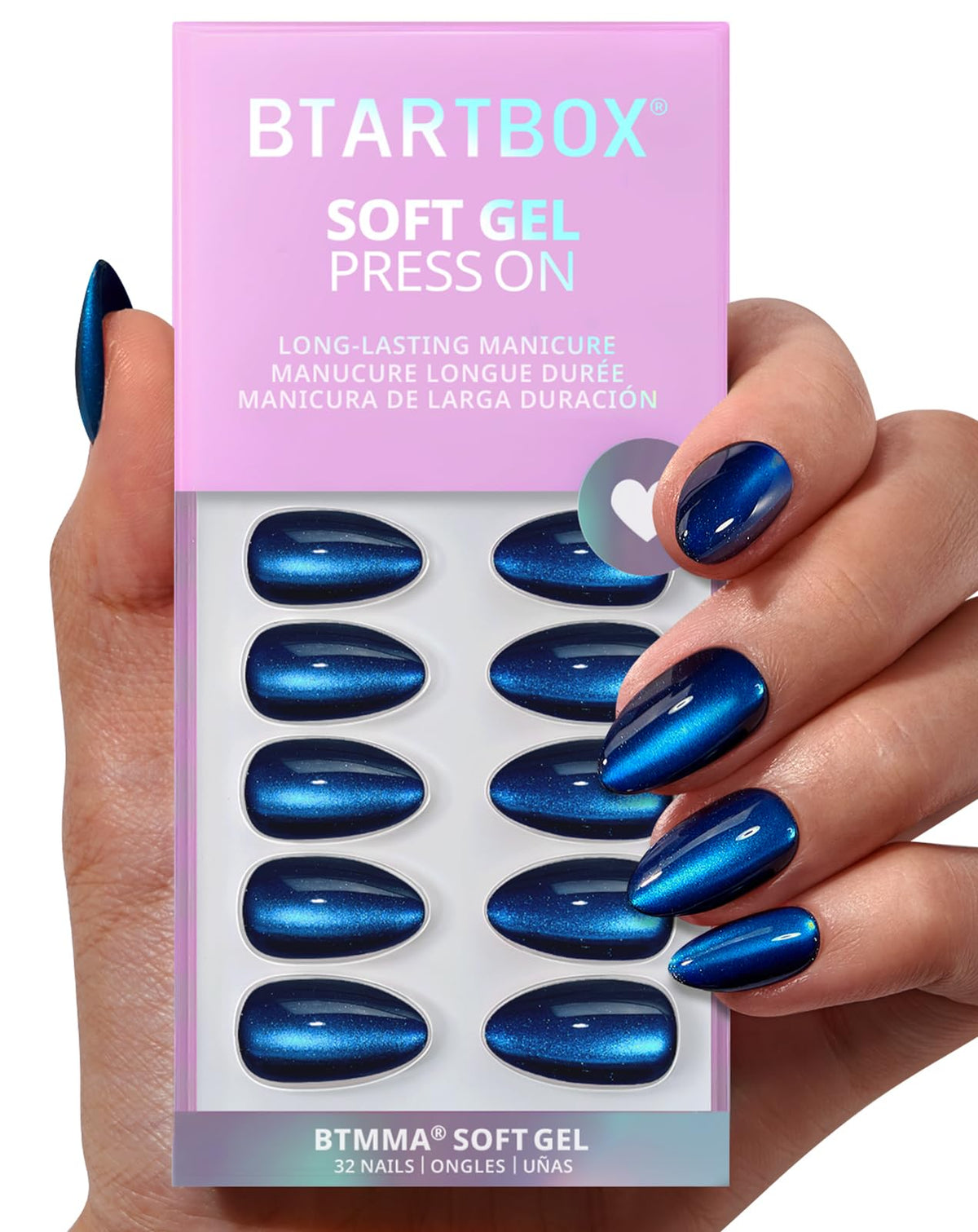 BTArtbox Press On Nails, Cream Puff, Short Almond, Ombre Off White, 32Ct | 2+ Weeks Wear, Salon-Quality Natural Nails, 10-Minute Easy Daily Application, Fast Removal, 16 Sizes, All-in-One Complete Kit