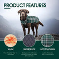 Kuoser Waterproof Dog Coat, Warm Reversible Dog Jacket with Leash Hole