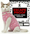 Cat Surgery Recovery Suit Female Cat Onesie for Cats After Surgery Spay Surgical Abdominal Wound Skin Diseases E-Collar Alternative Wear Kitten (Black, Large)