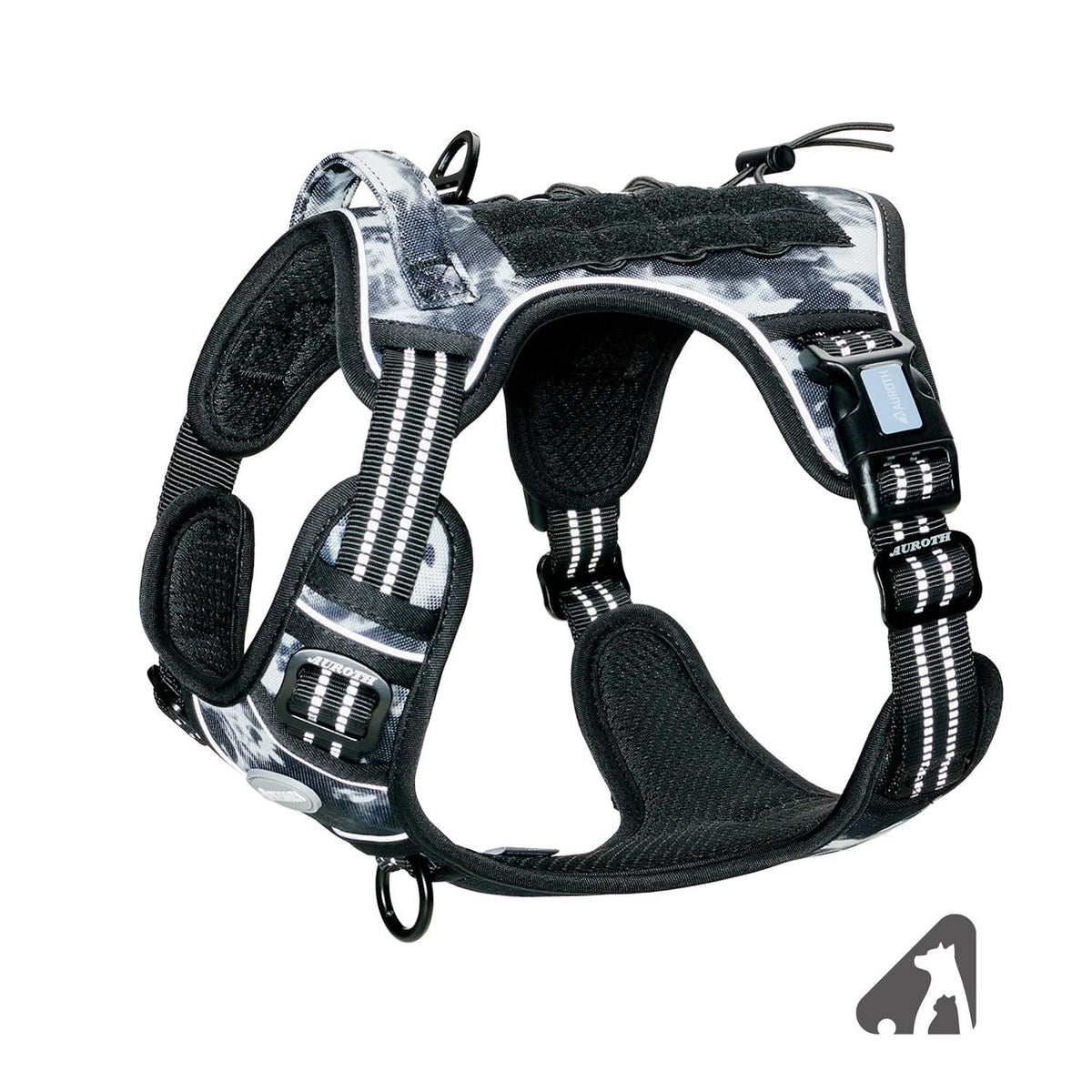 Auroth Tactical Dog Harness for Large Dogs No Pull Adjustable Pet Harness Reflective K9 Working Training Easy Control Pet Vest Military Service Dog Harnesses Army Yellow L