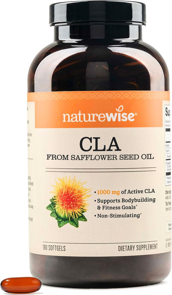 NatureWise CLA 1250 - Conjugated Linoleic Acid Supplement for Women and Men, Not Stimulating, Supports Healthy Weight, Fitness Goals - Non-GMO, Gluten Free - 180 Softgels[2-Month Supply]