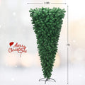 HAPPYGRILL 7ft Upside Down Christmas Tree, Artificial Xmas Tree with 1000 Branch Tips, Metal Stand, Green Inverted PVC Tree for Home Holiday Decoration