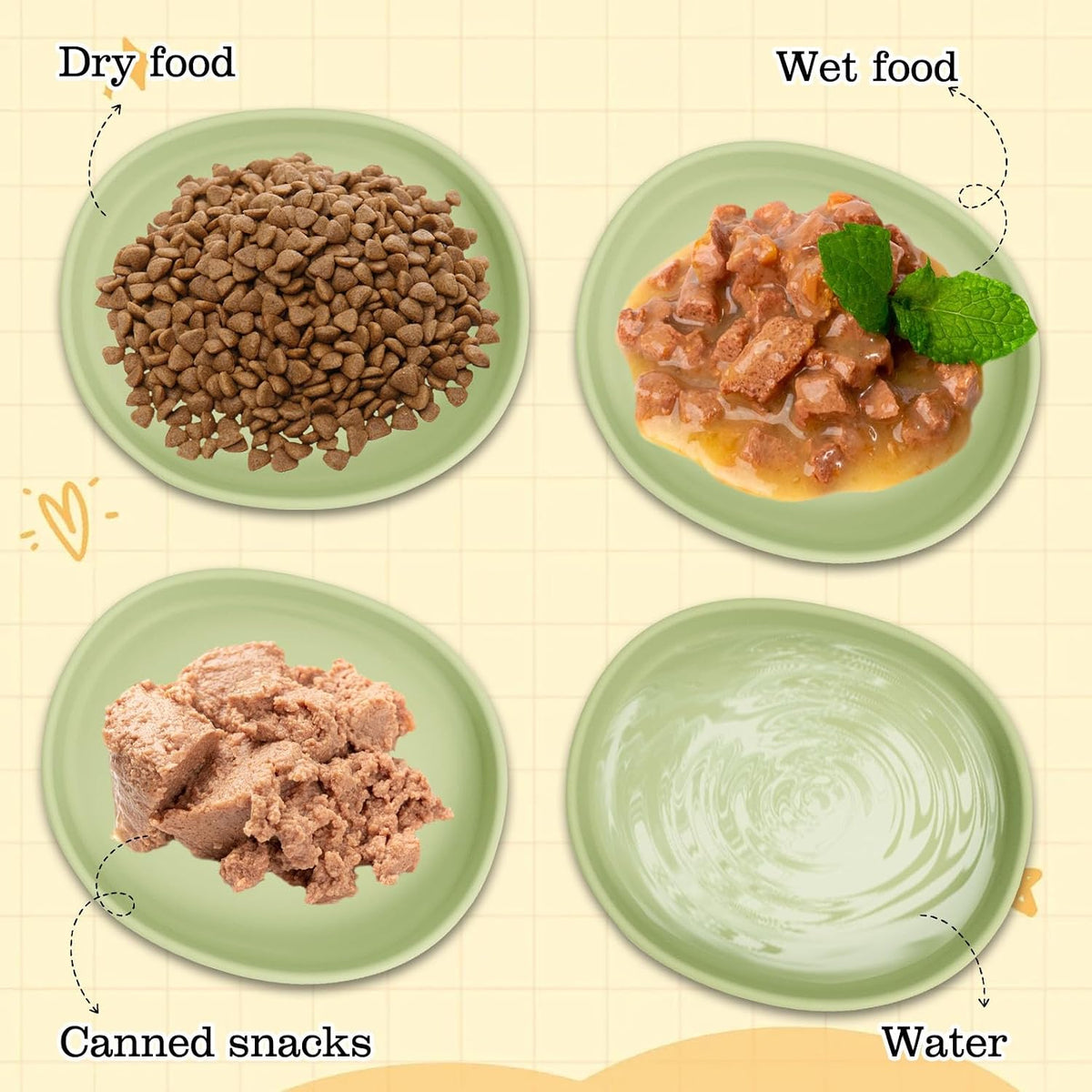 Silicone Dog Food Plate Shallow Dog Bowl Flat Cat Dish Small Puppy Plates for Small Dogs and Cats Whisker Fatigue Pet Feeding Bowls for Dry and Wet Food (Green)