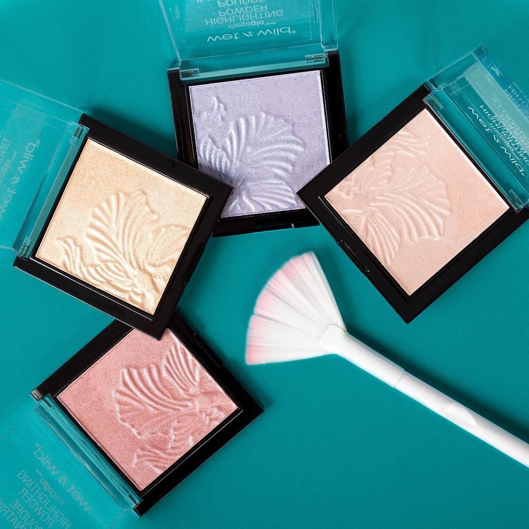 wet n wild MegaGlo Highlighting Powder, Highlighter Makeup, Shimmer Glow, Pink Rose Gold Blossom Glow