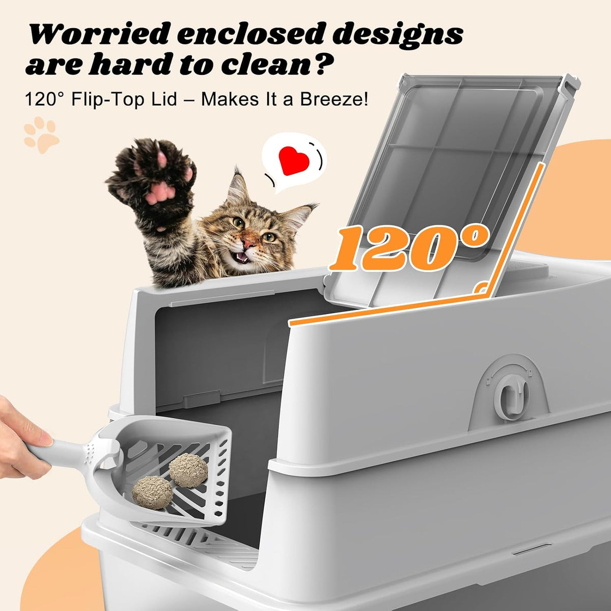 Stainless Steel Litter Box with Lid | Extra Large Enclosed Cat Litter Box for Big Cats | High Sided Metal Litter Boxes | 100% Anti-Urine Leakage | Odor Control | Non-Stick with Litter Scoop Set & Mat