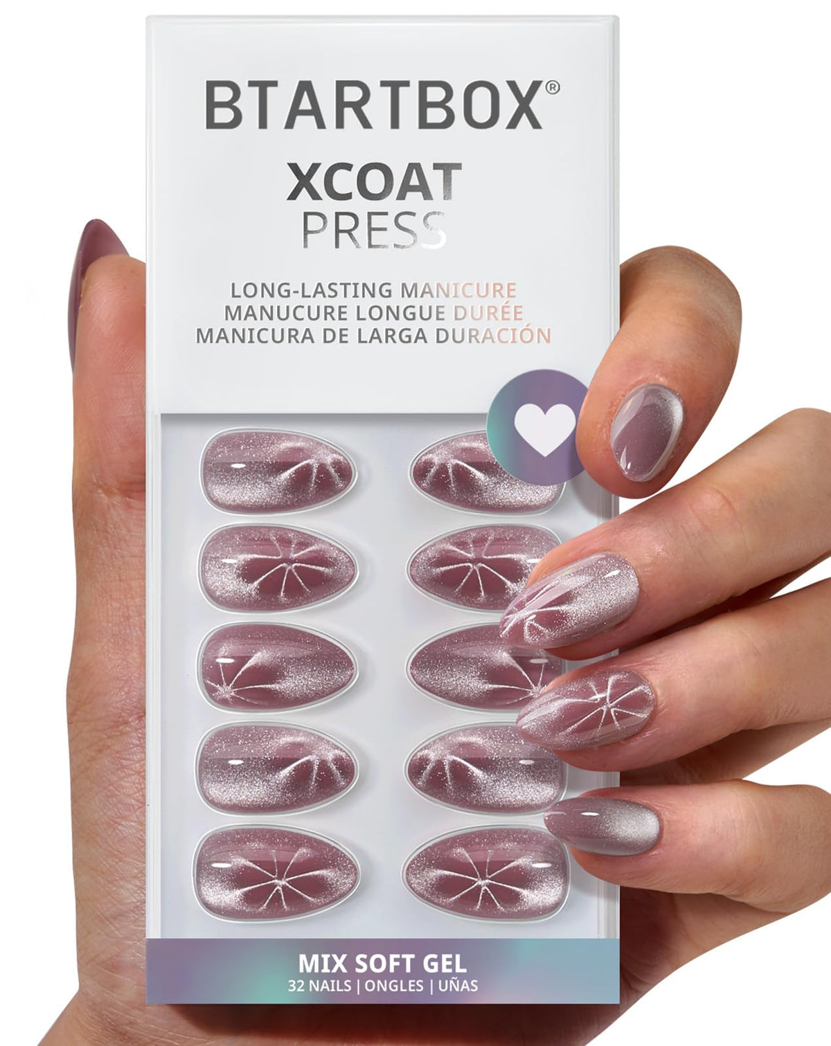 BTArtbox Press On Nails, Cream Puff, Short Almond, Ombre Off White, 32Ct | 2+ Weeks Wear, Salon-Quality Natural Nails, 10-Minute Easy Daily Application, Fast Removal, 16 Sizes, All-in-One Complete Kit