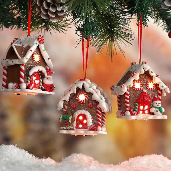 3 Pcs Gingerbread House Ornaments for Christmas Tree Decorations