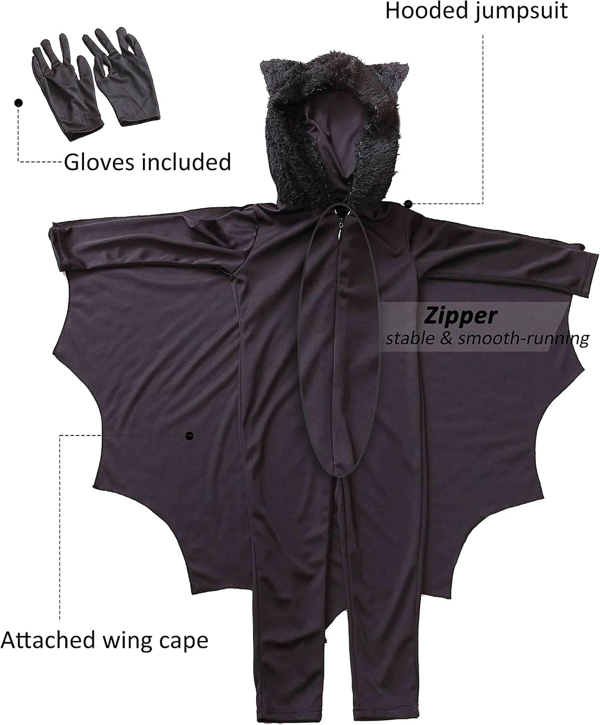 Seawhisper Bat Costume Kids Toddler Boys Girls Halloween Jumpsuit 2T-14