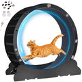 GTPLAYER Cat Wheels, 40" Diameter, Large Cat Exercise Wheel for Indoor Cats cat Treadmill Metal with Detachable Carpet & Teaser/Stickers, Ultra-Quiet Scroll Wheel with Latch, Safe and Stable Grey