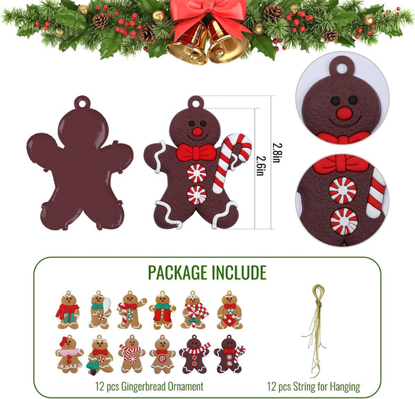 12Pcs Gingerbread Ornaments for Christmas Tree