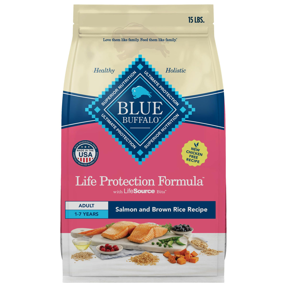 Blue Buffalo Life Protection Formula Chicken & Brown Rice Adult Dry Dog Food, Supports Immunity with Antioxidant-Rich LifeSource Bits, Promotes Healthy Muscle Development, Skin & Coat Health, 30 lbs.