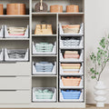 4 Pack Stackable Closet Storage Basket - Stackable Storage Bins | Multifunctional & Foldable Closet Organizer Waterproof, Wardrobe Cupboard Space-Saving Storage Drawer Organizer