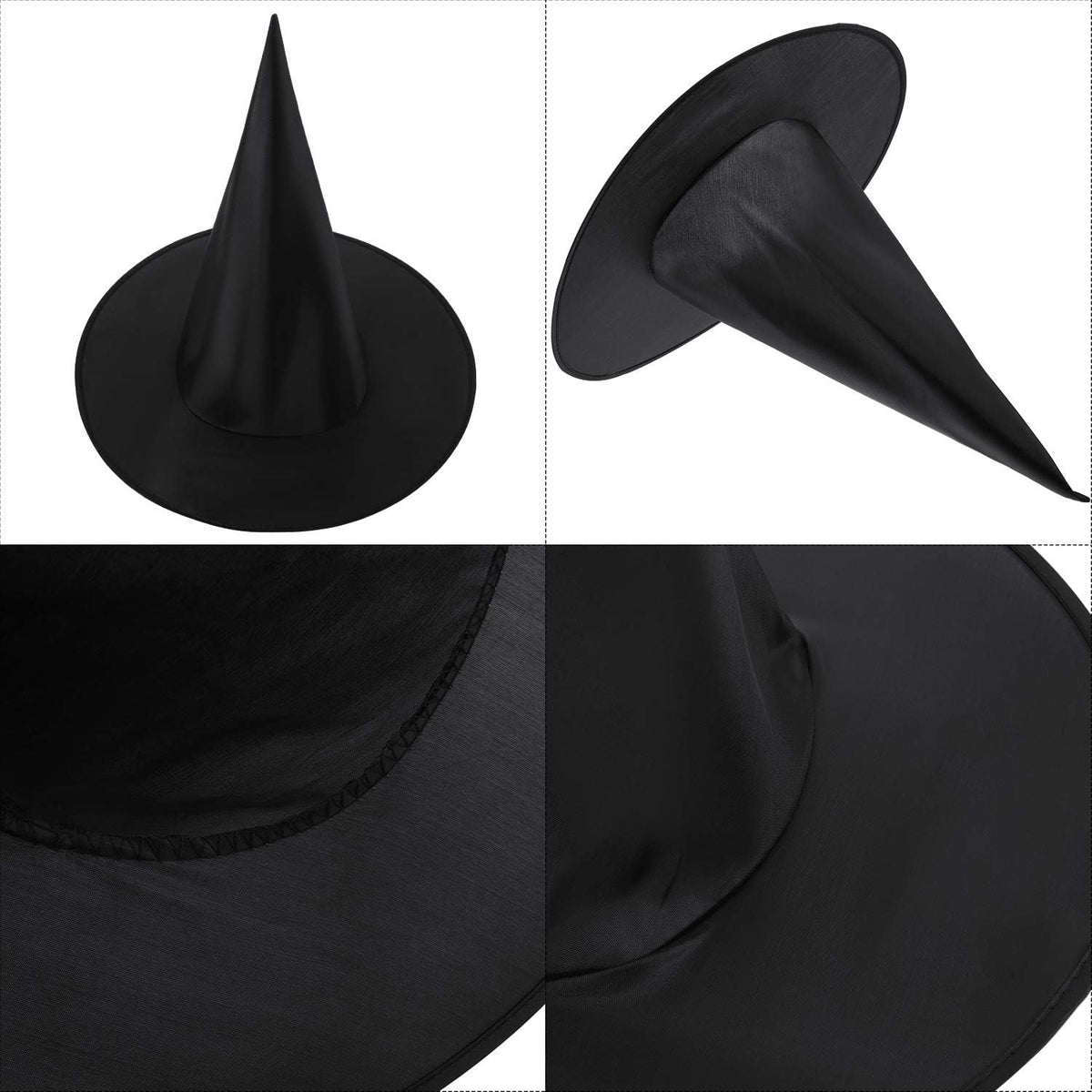SATINIOR 2 Packs Halloween Witch Hats for Aldults Black Witch Hat Women