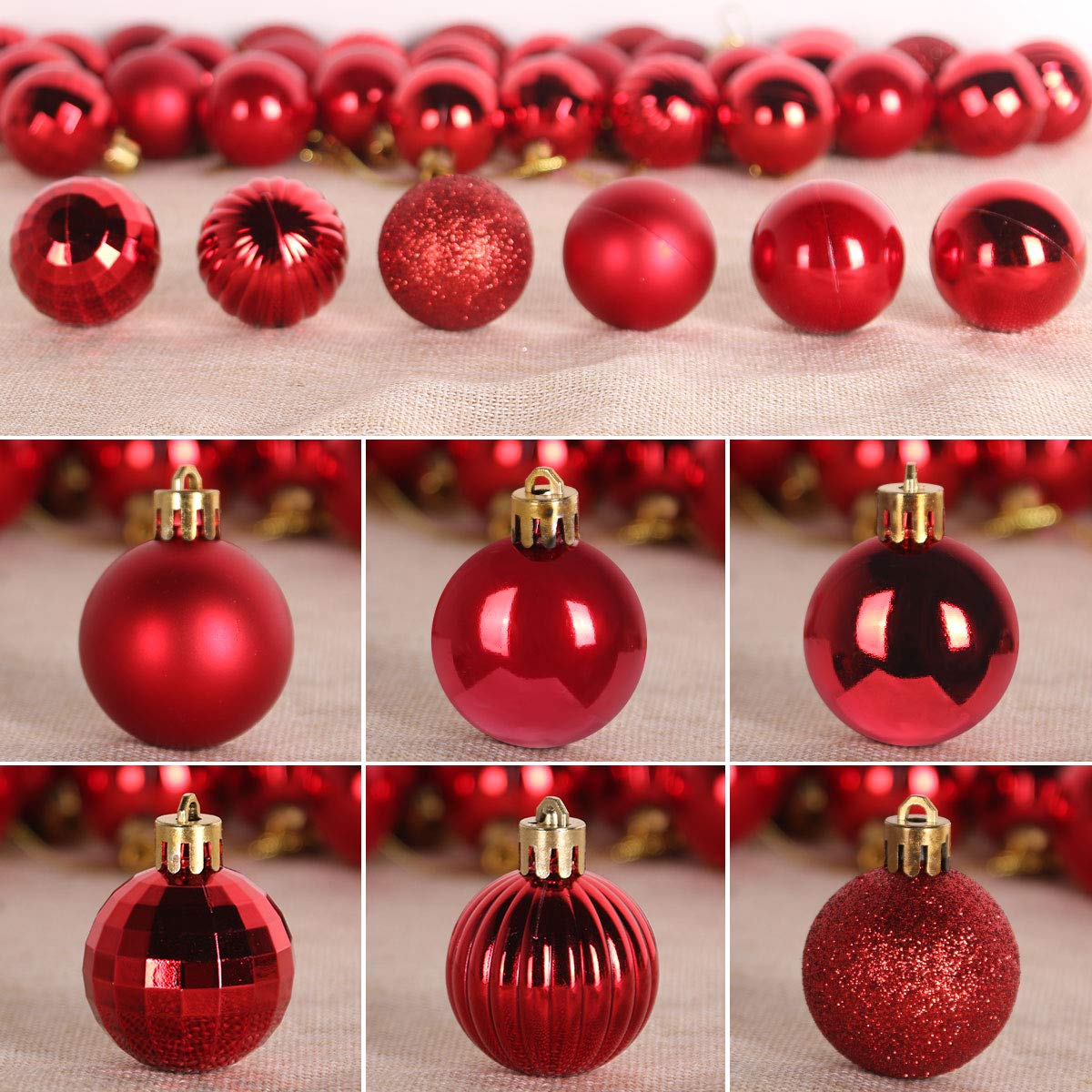 Rose Red 4.0" Large Christmas Balls - Christmas Tree Decoration Ornaments Shatterproof Hanging Balls for Birthday Halloween Holiday Wedding Decorations Set of 4pcs